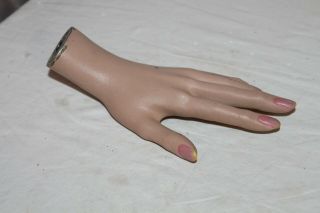 Vintage Mannequin Female Left Hand With Painted Nails