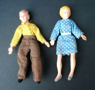 Vintage Lundby Man And Woman Dolls House Dolls