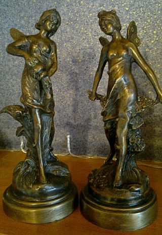 French Art Nouveau Bronze Fairies signed Aug Moreau Car Mascots? 7.  75 