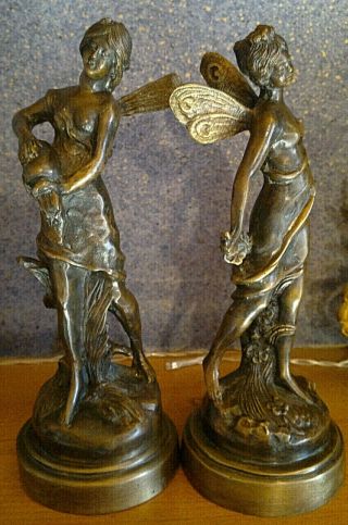 French Art Nouveau Bronze Fairies signed Aug Moreau Car Mascots? 7.  75 