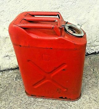 Vintage Military Gas Jerry Can Red,  Dot 5l Usmc 20 - 5 - 79 Willys Jeep -