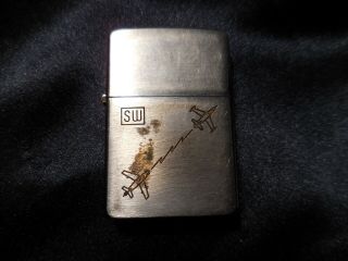Vintage C1958 Zippo Military Engraved W Jet Fighters Planes Pat 2517191 Lighter
