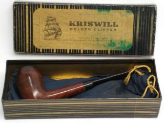 Vintage Kriswill Golden Clipper Pipe 84 With Box,  Handmade In Denmark