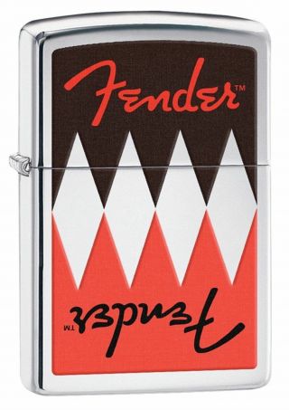 Zippo Windproof Lighter With Two Fender Guitar Logos,  29309,