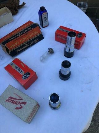 Vintage Victor 16mm Cine - Projector Animatograph.  Xtra speaker,  3 lenses and bulb 2