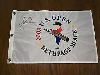 2002 Bethpage Black Us Open Flag Signed By Tiger Woods