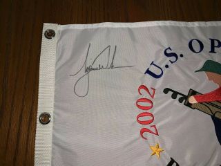 2002 Bethpage Black US Open Flag Signed By Tiger Woods 2