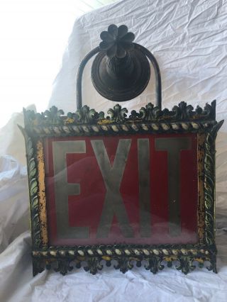 Rare French Antique Victorian Style Royal Theater Exit Light Sign Restoration