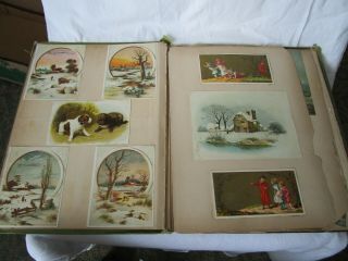 Circa 1880 Antique Victorian Trade Card Album with 63 Trade Cards plus others 3