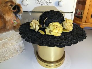 1957 Madame Alexander Cissy Black Hat With Yellow Roses Htf Cute