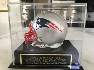 Tom Brady Autographed / Signed Mini Helmet With Case & Jsa Loa