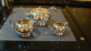 Antique Batchelor Solid Silver 3 Piece Tea Set Teapot Sugar & Cream