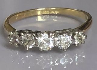 Glittering Antique 0.  60 Carat Old Cut Diamond 5 Five Stone Ring In 18ct Gold 18k