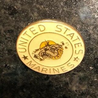 Vintage United States Marine Corp Military Enamel Pin Badge Marines Bulldog 13
