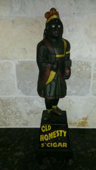 Cigar Store Indian Cast Iron Coin Bank " Old Honesty " 5¢ Hand Painted