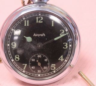 Vintage AIRCRAFT Mark 196 Mechanical Open Face Steel Pocket Watch - F07 3