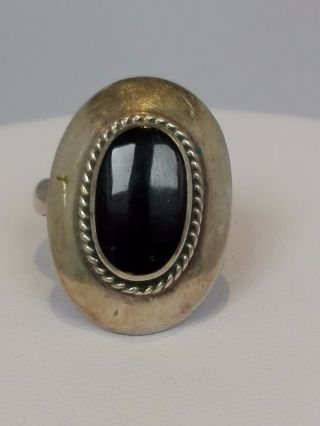 Vintage Sterling Silver Onyx Ring Size K