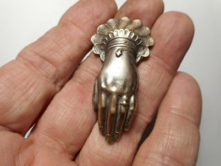 Large Woman ' s Hand Snake Bracelet Victorian Style Vintage Brass Button 1 - 7/8 