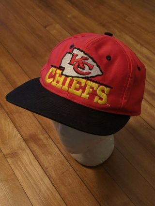 Vintage 90s Kansas City Chiefs The Game Kc Logo Nfl Snapback Hat Spellout Line