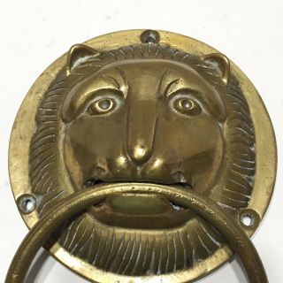 Vintage Lion Head Towel Holder Ring Solid Brass Large Face Thick Heavy Duty