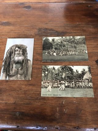 Vintage Postcards 3 Cannibal Tom Fiji Native Meke