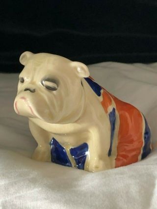 Antique Royal Doulton Winston Churchill Bulldog Union Jack By Charles Noke