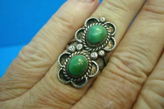 Vintage Navajo Annie Chapo Sterling Silver Green Turquoisie Ring - - Size 7.  5