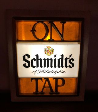 Vintage Schmidts On Tap Lighted Beer Sign Philadelphia Man Cave