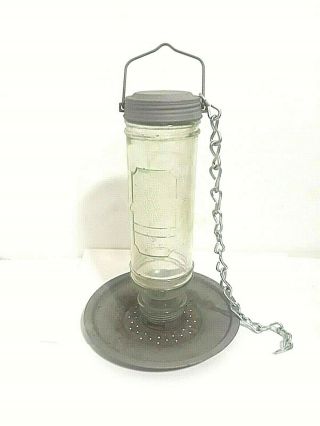 Cb & Sons Glass Seed Bird Feeder 1.  5 Lb Seed Capacity Large Tray Guc Vtg Look