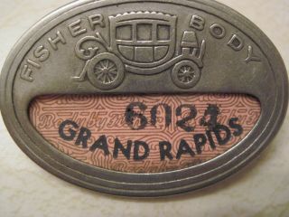Vintage Fisher Body General Motors,  Grand Rapids Employee Automobile Plant Badge