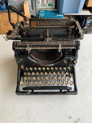 Antique Underwood Standard Typewriter No.  5,  Read For Restoration Or Parts,  Look