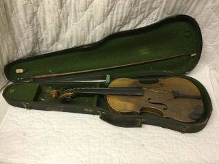 Antique 4/4 Violin & Bow & Case Musicians Supply Co Boston Mass Made In Germany