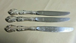 Vintage Gorham Sterling Silver Flatware - Melrose - 3 Dinner Knives Knife - 9.  5 "