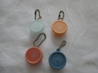 4 Vintage Tupperware Mini Covered Bowl Keychains Party Favors