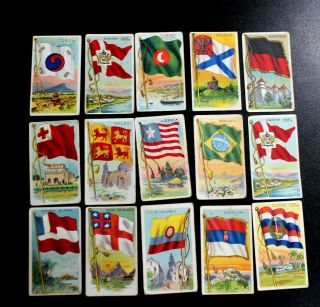 1909 T59 Flags Of All Nations Tobacco Card 15 Country Flags Recruit Sub Rosa F