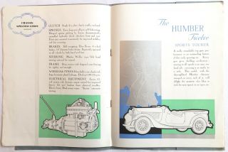 Vintage Car Brochure The Humber Twelve Range & Price List 1933 Humber Vogue