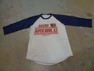 Vtg Chicago Bears Bowl Xx T - Shirt Sz S Men Nfl 80s 1986