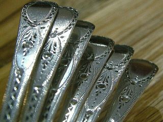 Quality Hm 1798 Set Of 6 Georgian English Solid Silver Bright Cut Teaspoons 559