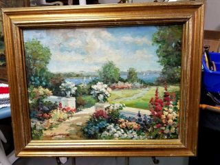 Vintage Antique Impressionist Oil On Canvas Landscape Signed Framed