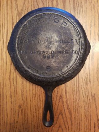 Antique - Vintage Griswold Victor 6 Cast Iron Skillet Erie Pa Pan 697