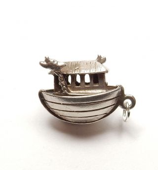 Vintage Charm Noahs Ark Opens To Animals 925 Sterling Silver 3.  5g