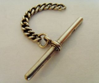 Vintage Solid Silver T Bar With Chain Extension Hallmarked On Both Bar & Chain