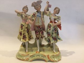 Antique German Hand Painted Porcelain Group Figurine