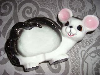 Vintage Black Mouse With Pink Ears Ash Tray Euc