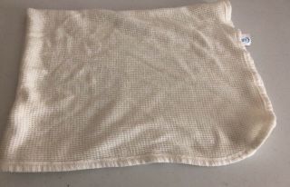 Vintage Curity Receiving Blanket Waffle Color White Cream Off White Usa Made