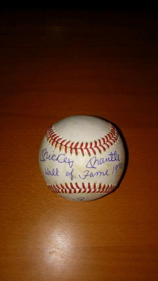Mickey Mantle Signed Baseball Hof 1974 Inscription M.  V.  P