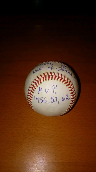 Mickey Mantle Signed Baseball HOF 1974 Inscription M.  V.  P 2