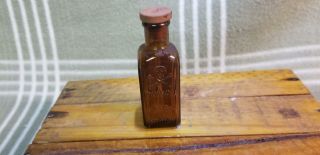 Vintage Skull & Crossbones Poison Tinct.  Iodine Amber Bottle W/ Dropper (empty).