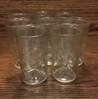 Vintage Mid Century Modern Atomic Star Burst Jelly Jar Juice Glasses Set Of 8