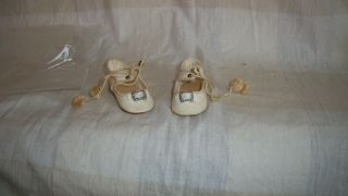 White Leather Antique Shoes For Your French Or German Doll Markings C.  P.